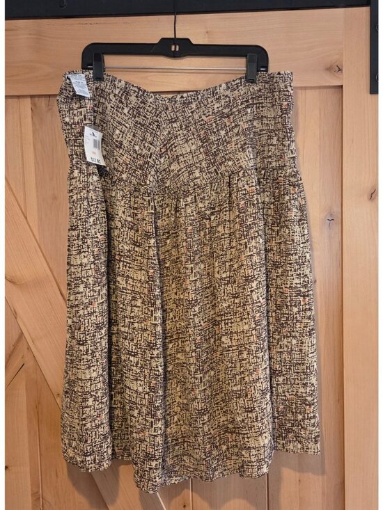 George Dresses & Skirts - New! Women Size 20W George Midi Skirt Lined Pleated Beige MCM Tweed Look